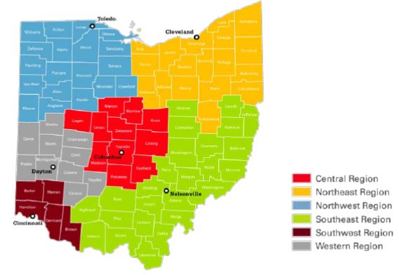 Ohio Regions Map